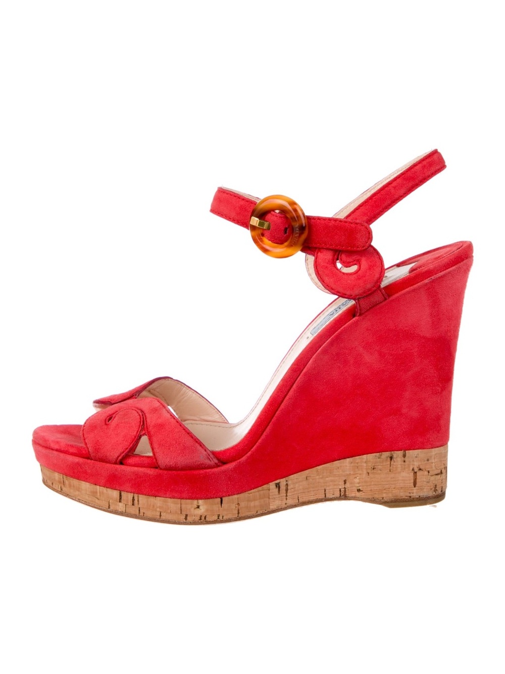 Vintage Prada Suede Red/Orange Wedges